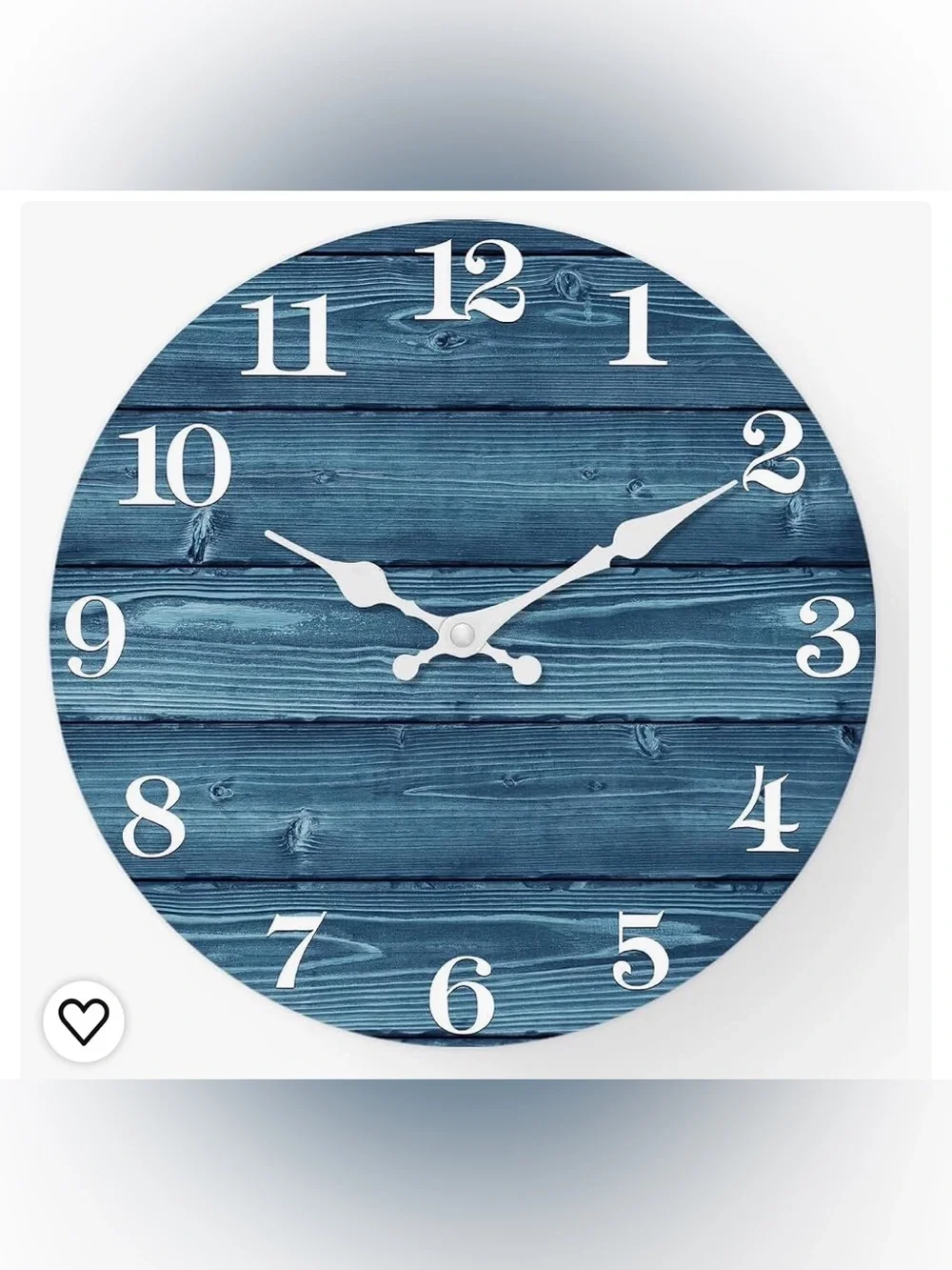 Blue Wood Grain Wall Clock with White Numbers - Home Wall Decor brand new